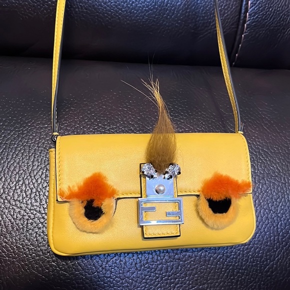 BLOWOUT SALE!!! Fendi Micro Monster Baguette leather crossbody bag - Picture 2 of 9